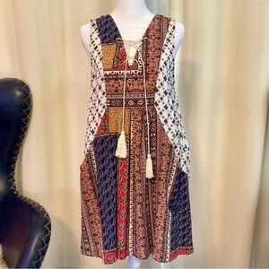 Bohemian Patchwork Sleeveless Dress